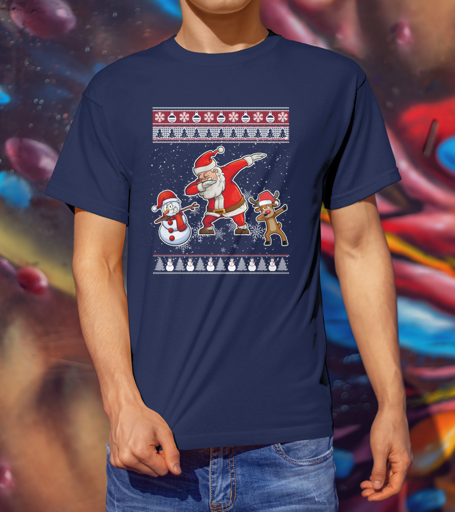 Santa Dabbing Santa Claus Snowman Reindeer Christmas Dabing T-Shirt