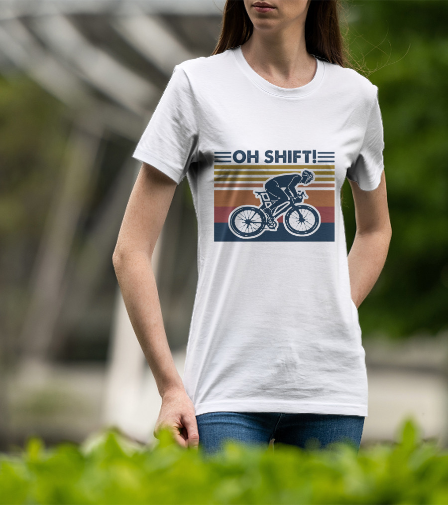 Oh Shift Cycling Retro Stripes T-Shirt