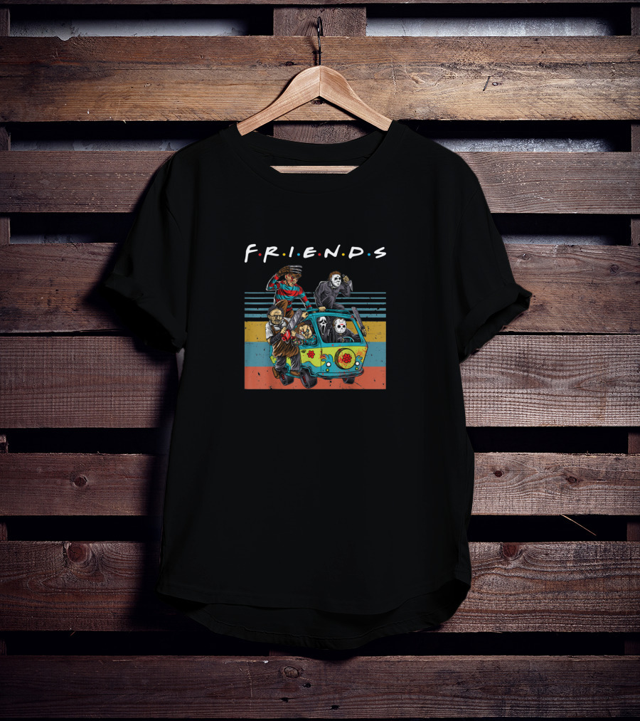 FRIENDS IT Halloween Horror Movie Characters In Mystery Machine T-Shirt