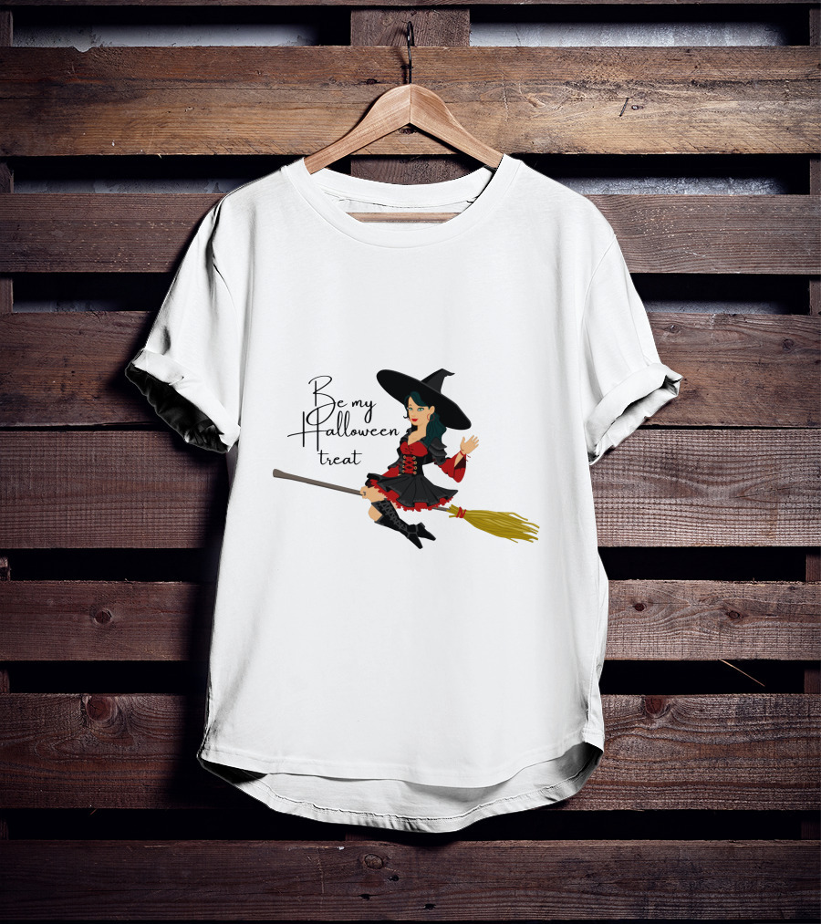 Be My Halloween Treat Witch On Broomstick T-Shirt