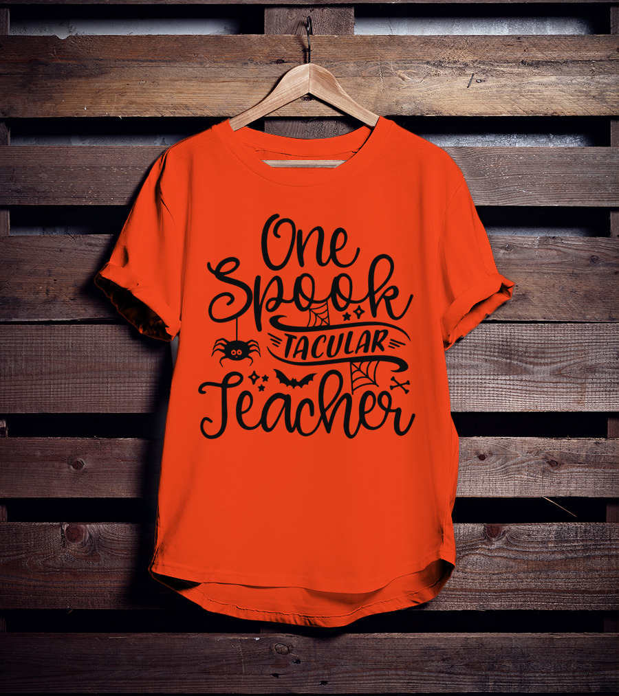 One Spooktacular Teacher Halloween Spider And Bat T-Shirt