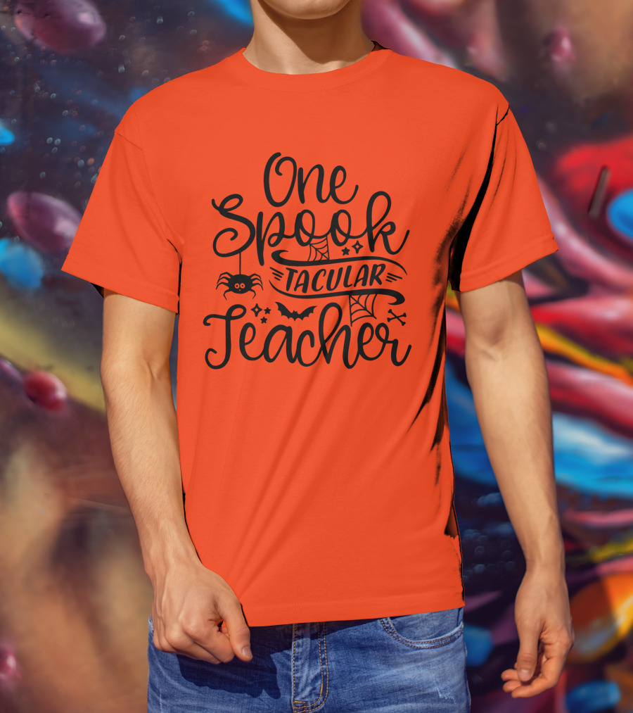 One Spooktacular Teacher Halloween Spider And Bat T-Shirt