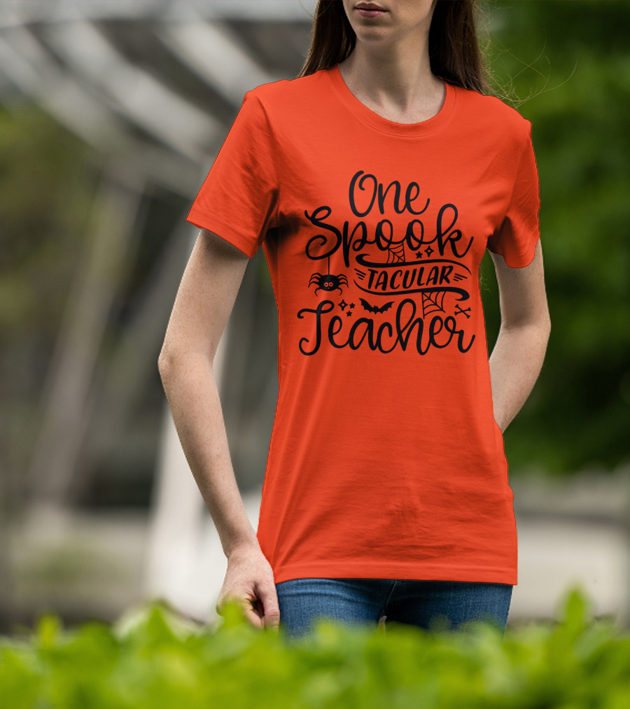 One Spooktacular Teacher Halloween Spider And Bat T-Shirt