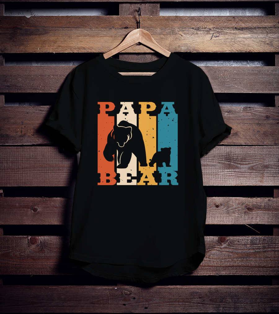 Papa Bear Daddy Bear Retro Striped T-Shirt
