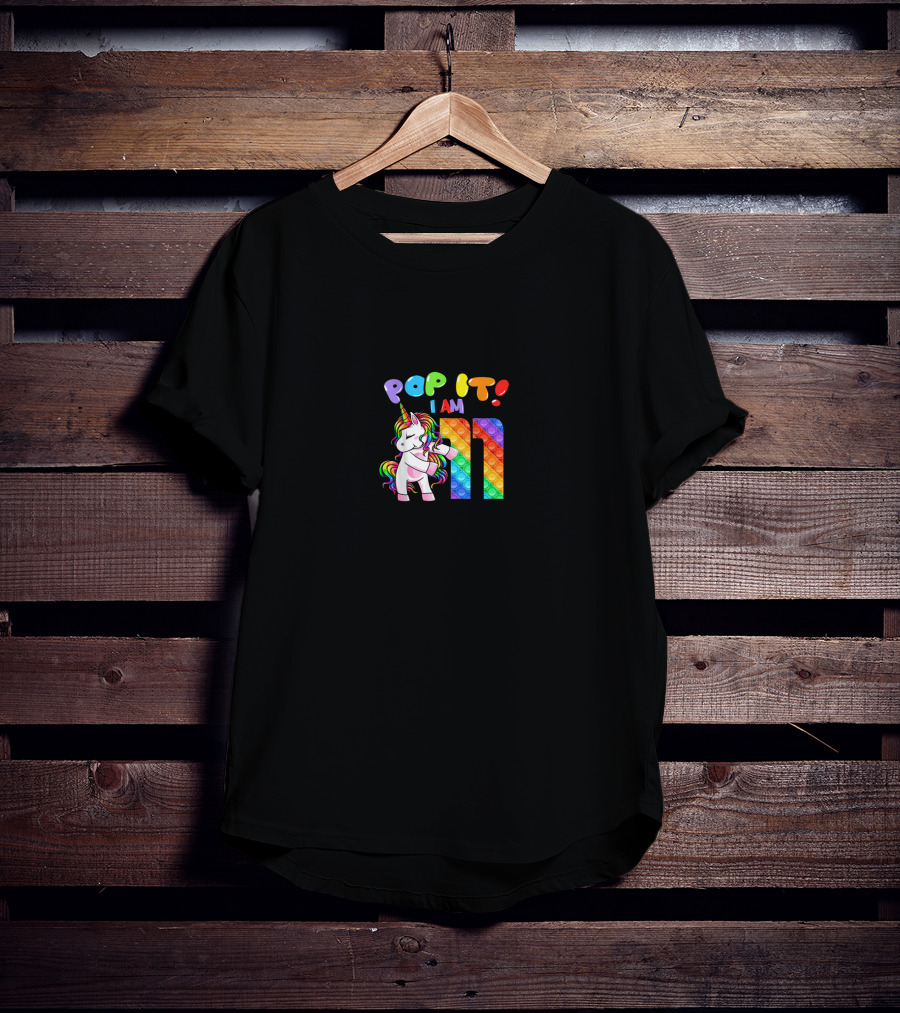 Pop It I Am 11 Year Old Unicorn Flossing Birthday Party T-Shirt