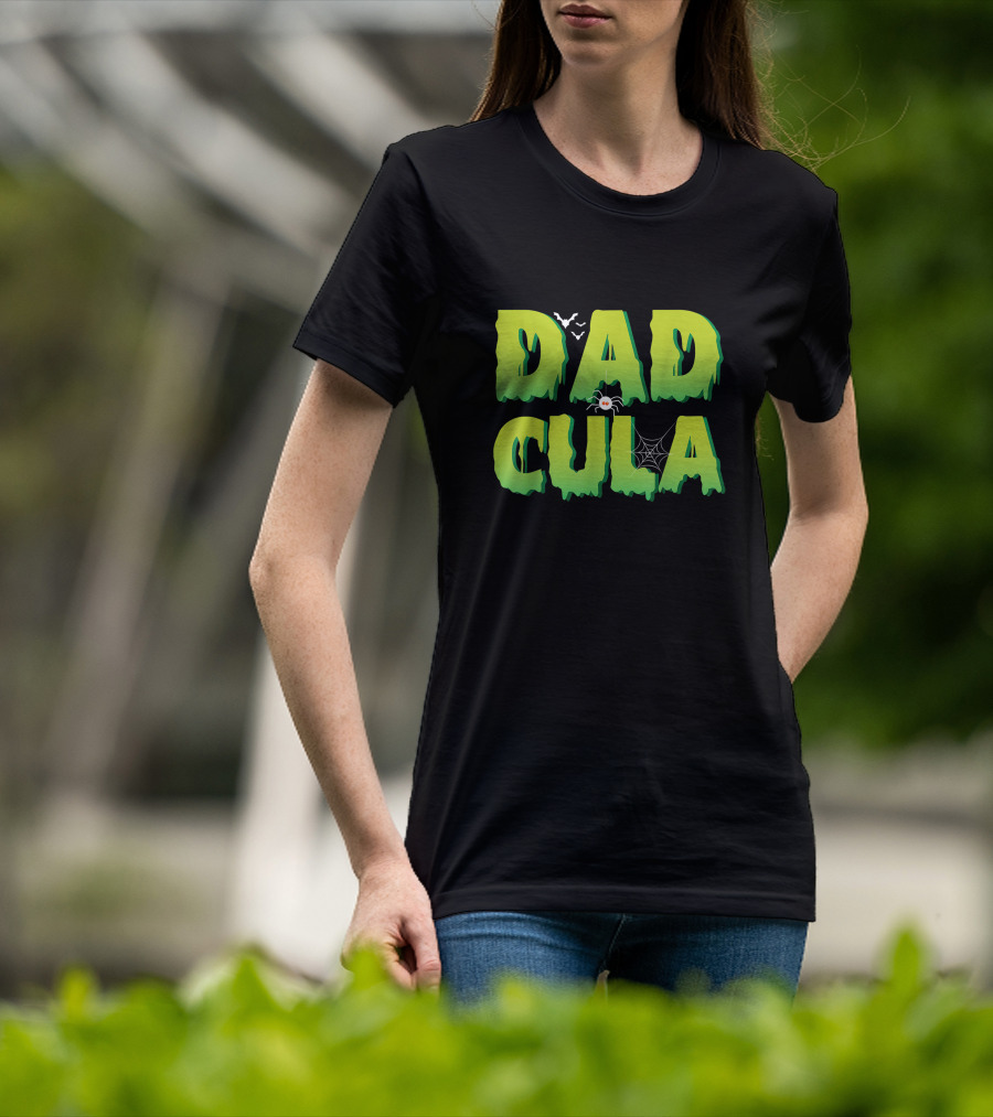 Dadcula Funny Halloween Dad Costume With Spider And Bat Graphics T-Shirt