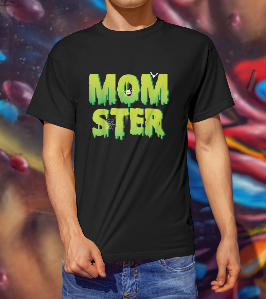 Funny Momster Halloween Costume With Spider And Bat Elements T-Shirt