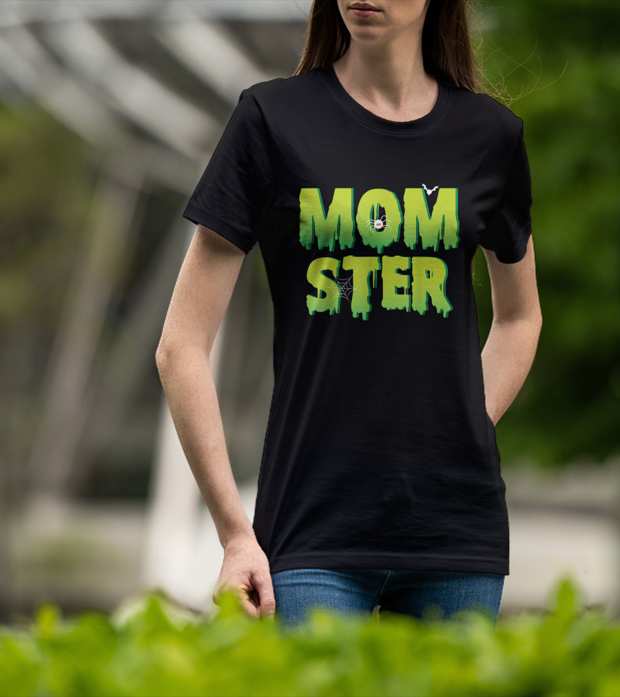 Funny Momster Halloween Costume With Spider And Bat Elements T-Shirt