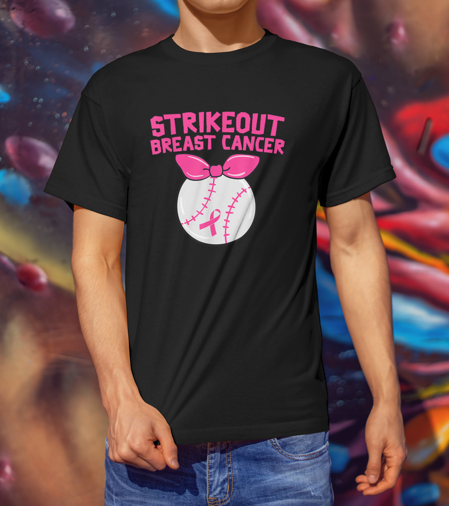 Strikeout Breast Cancer Awareness Baseball Pink T-Shirt