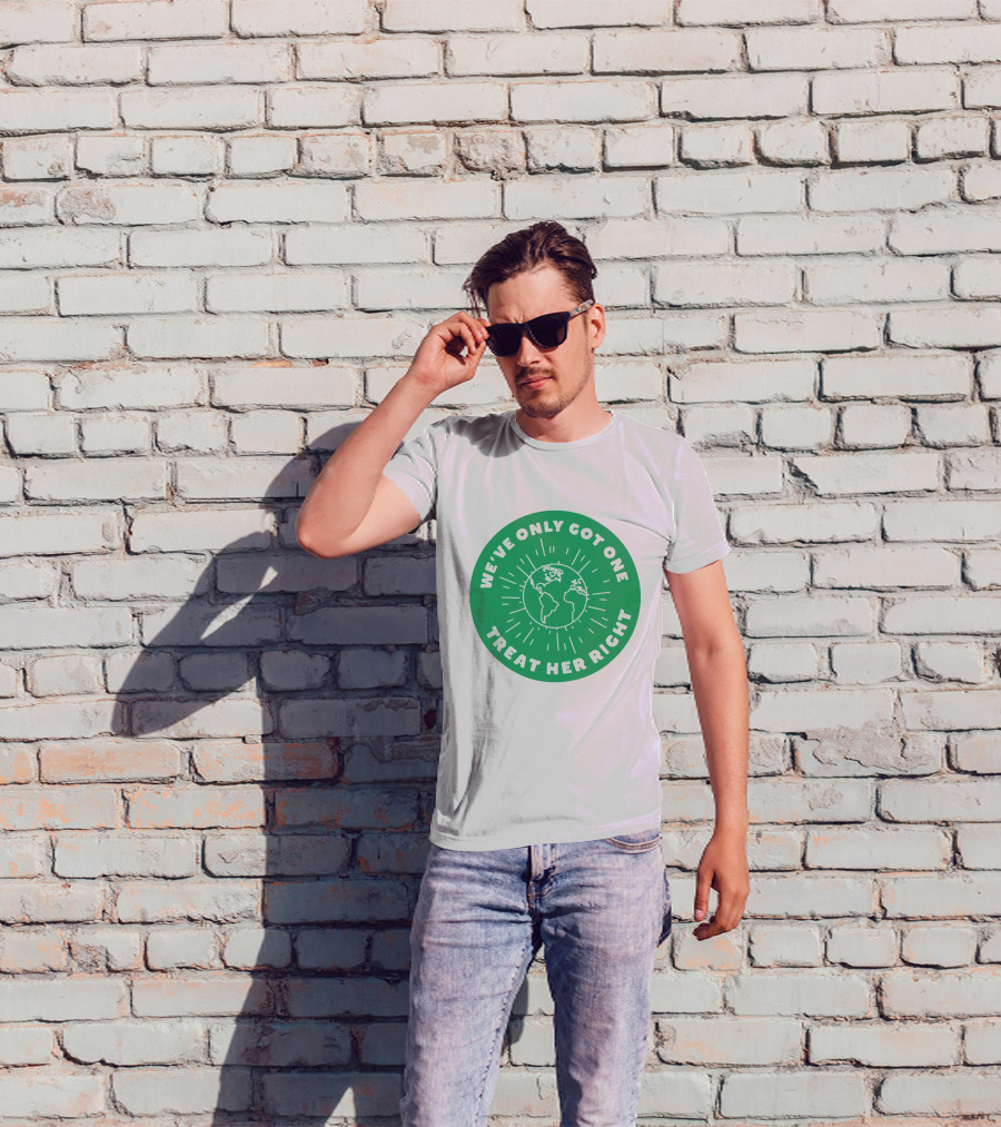 We've Only Got One Earth Treat Her Right Circular Earth Badge T-Shirt