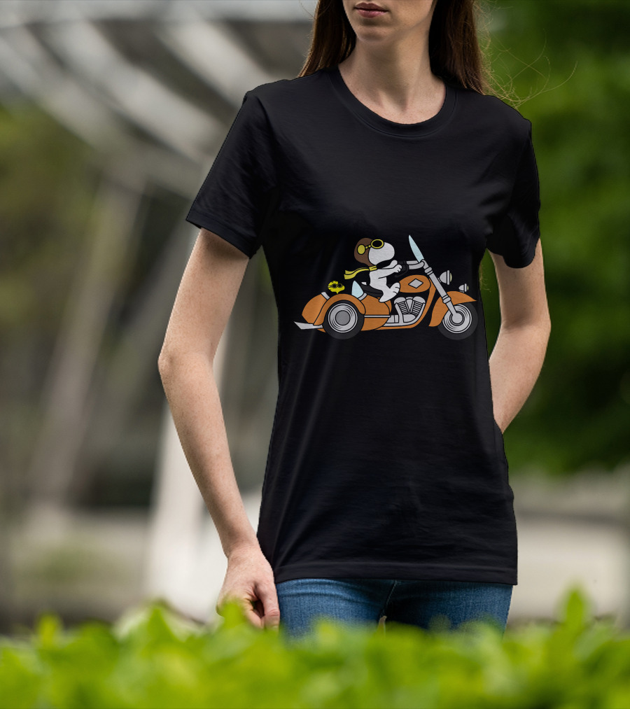 Snoopy Biker Woodstock Motorcycle Adventure T-Shirt