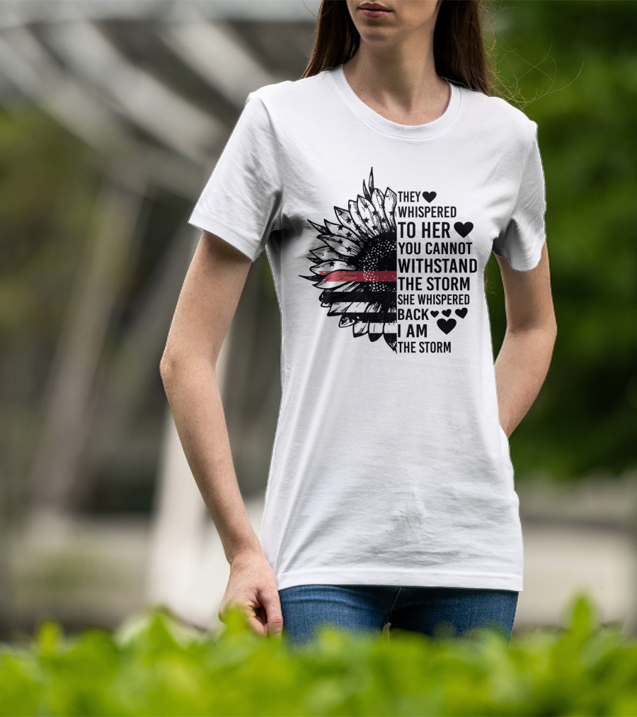 I Am The Storm Sunflower American Flag Veteran T-Shirt