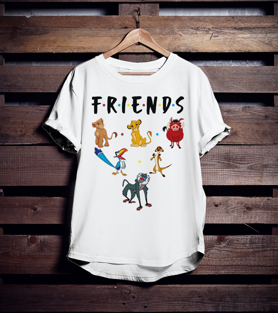 Friends The Lion King Simba Pumbaa Timon Rafiki Zazu Cartoon Characters T-Shirt