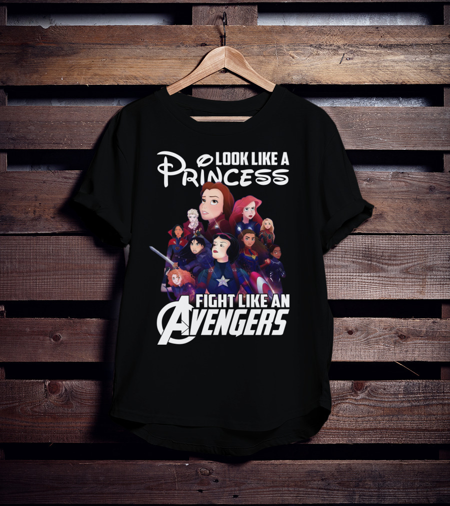 Look Like A Princess Fight Like An Avengers Featuring Disney Girls In Superhero Team-Up T-Shirt
