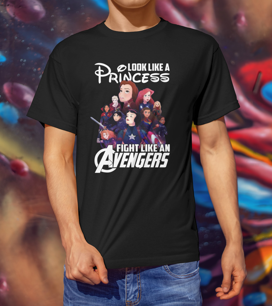 Look Like A Princess Fight Like An Avengers Featuring Disney Girls In Superhero Team-Up T-Shirt