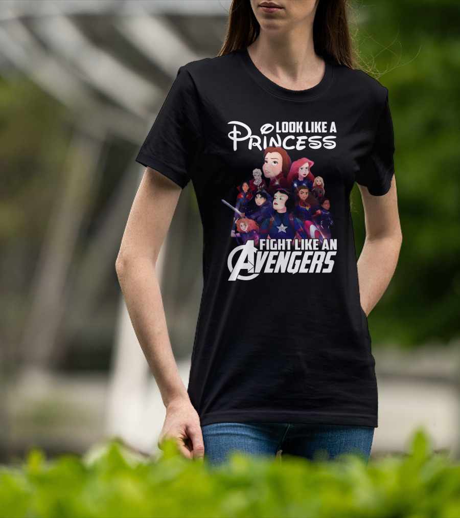Look Like A Princess Fight Like An Avengers Featuring Disney Girls In Superhero Team-Up T-Shirt