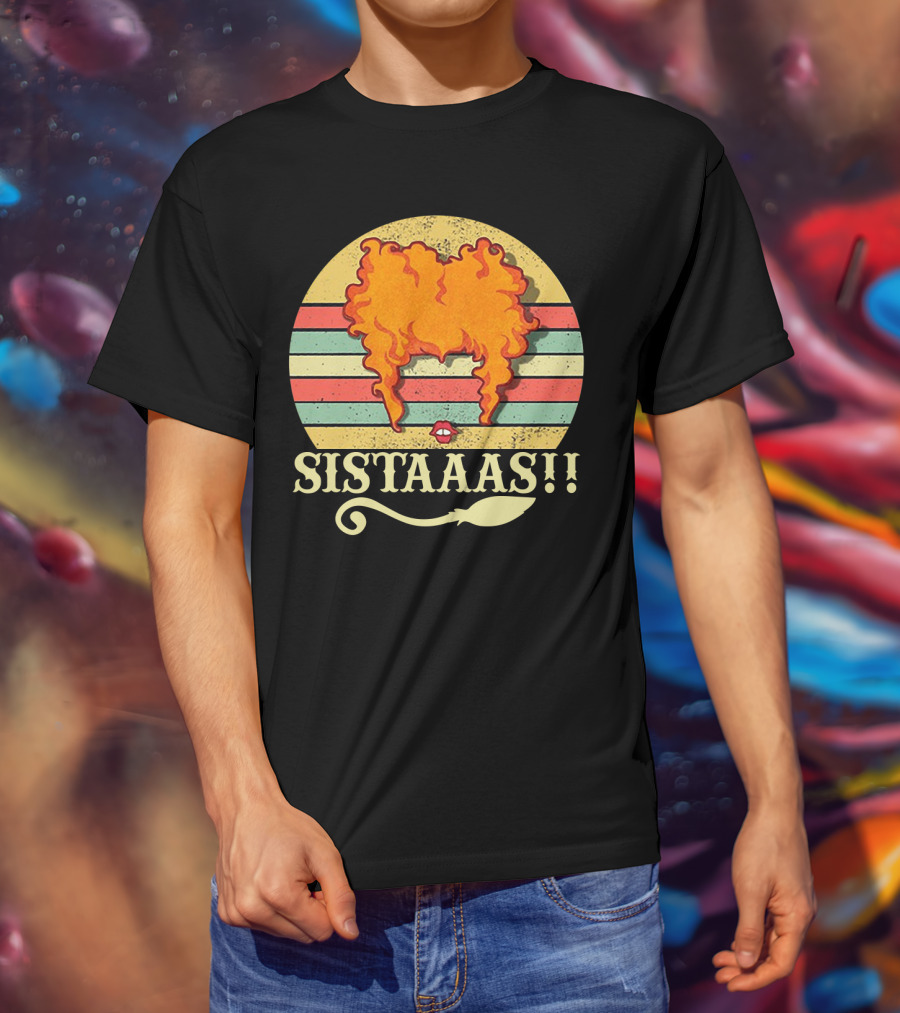Sistaaaas Winifred Sanderson Sunset Hair Hocus Pocus Vintage Stripes T-Shirt