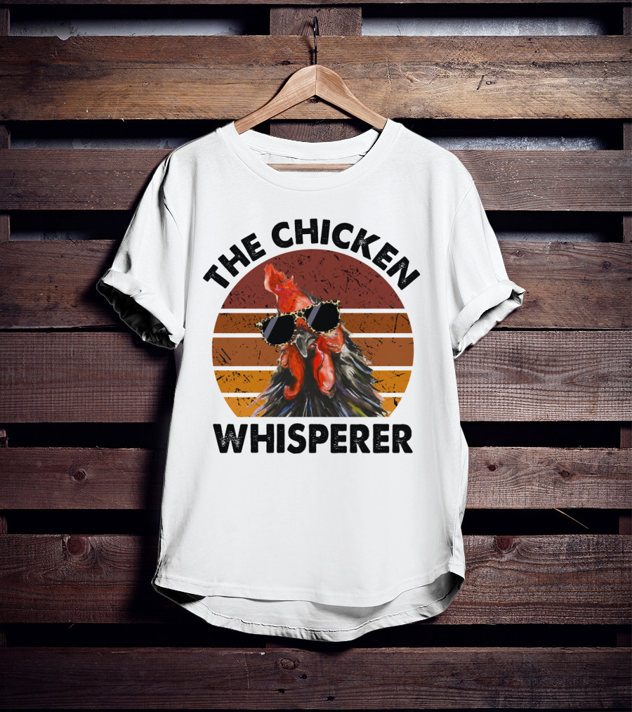 The Chicken Whisperer Retro Sunglasses Vintage Sunset Chicken T-Shirt
