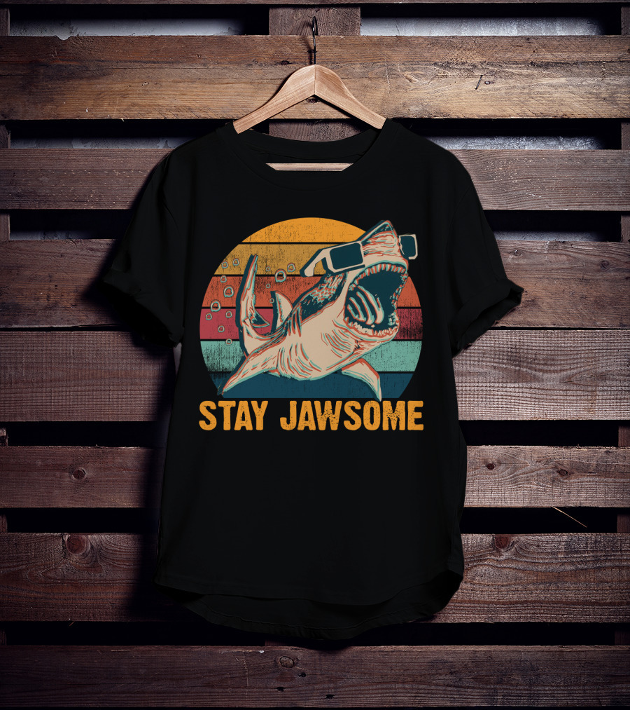 Stay Jawsome Vintage Shark Week Sunglasses Retro Shark Lovers T-Shirt