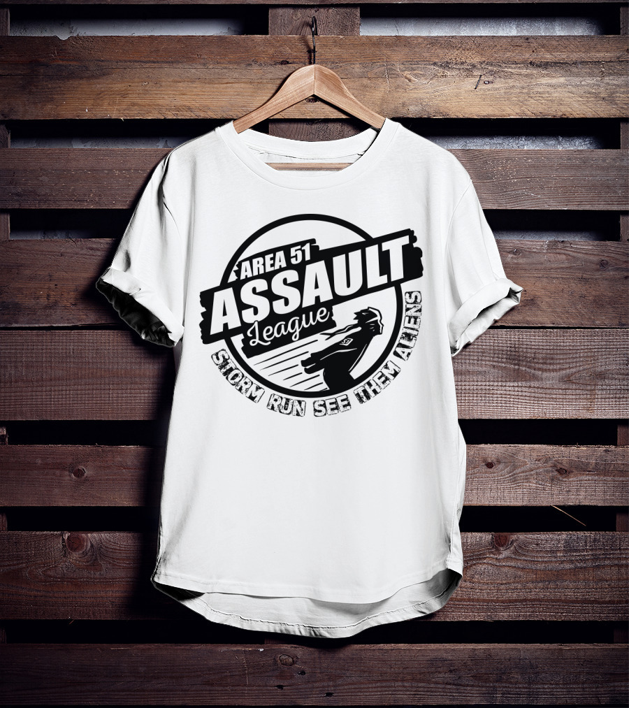 Area 51 Assault League Storm Run See Them Aliens Funny Running Challenge T-Shirt
