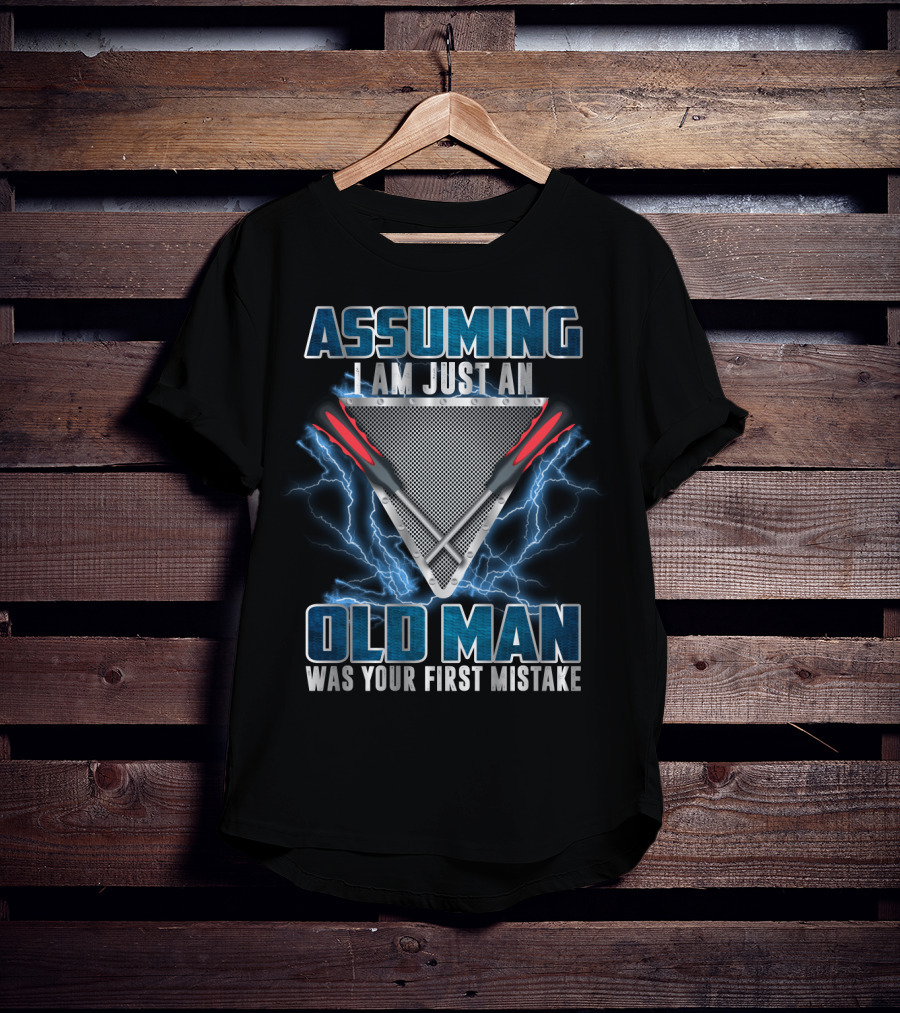 Assuming I Am Just An Old Man Was Your First Mistake Maintenance Technician Triangle With Screwdrivers And Lightning T-Shirt
