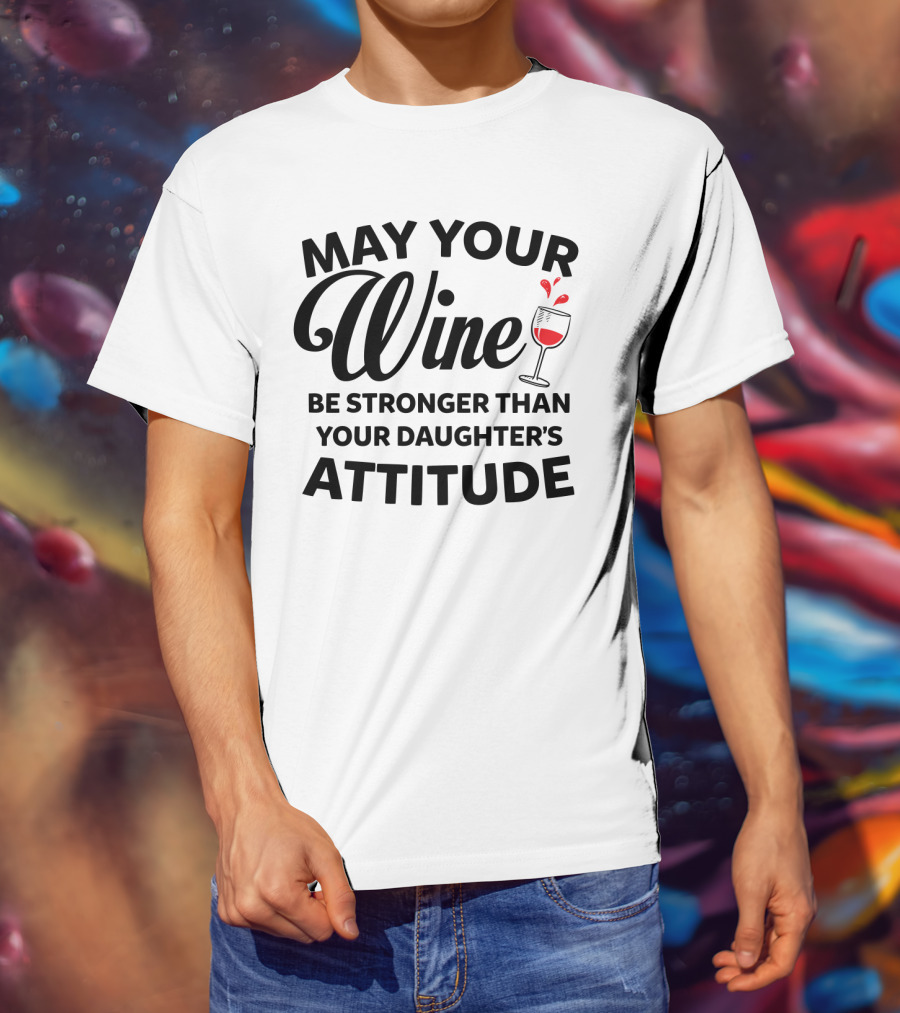 May Your Wine Be Stronger Than Your Daughter's Attitude With Wine Glass T-Shirt