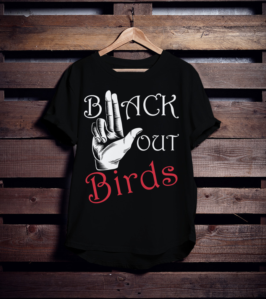 Back Out Birds Funny Pitbull Dog Lovers Sarcasm Hand Gesture T-Shirt