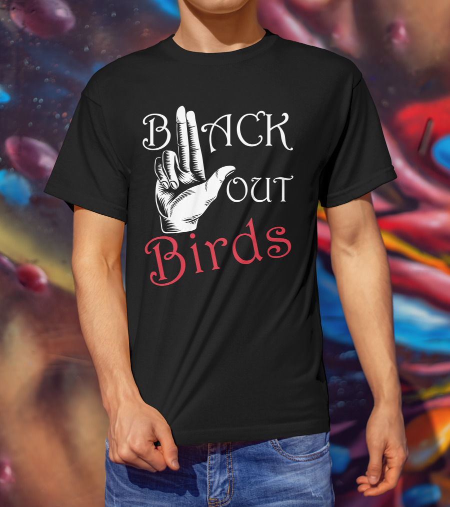 Back Out Birds Funny Pitbull Dog Lovers Sarcasm Hand Gesture T-Shirt