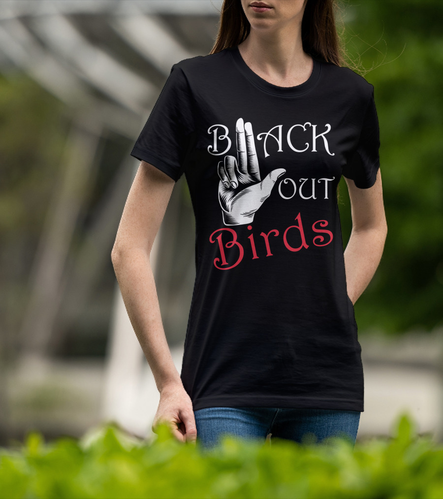 Back Out Birds Funny Pitbull Dog Lovers Sarcasm Hand Gesture T-Shirt