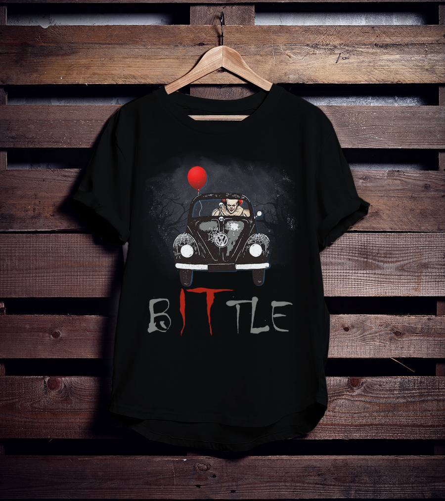 Bittle IT Clown Driving Horror Volkswagen Beetle With Red Balloon T-Shirt