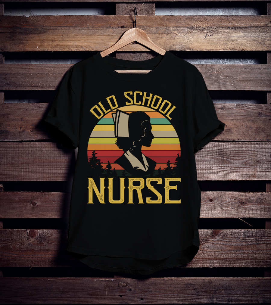 Old School Nurse Vintage Sunset T-Shirt