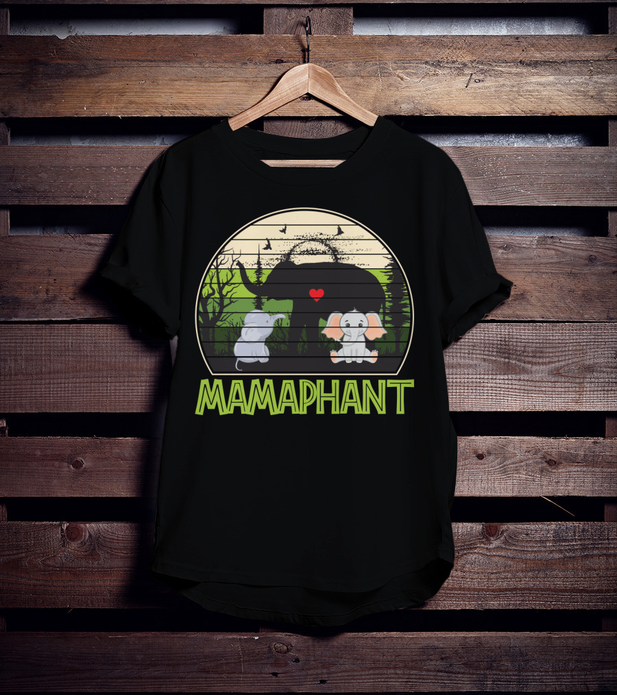 Mamaphant Cute Elephant Mom With Heart And Baby Elephants T-Shirt