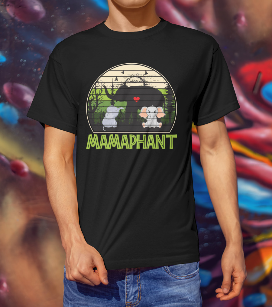 Mamaphant Cute Elephant Mom With Heart And Baby Elephants T-Shirt