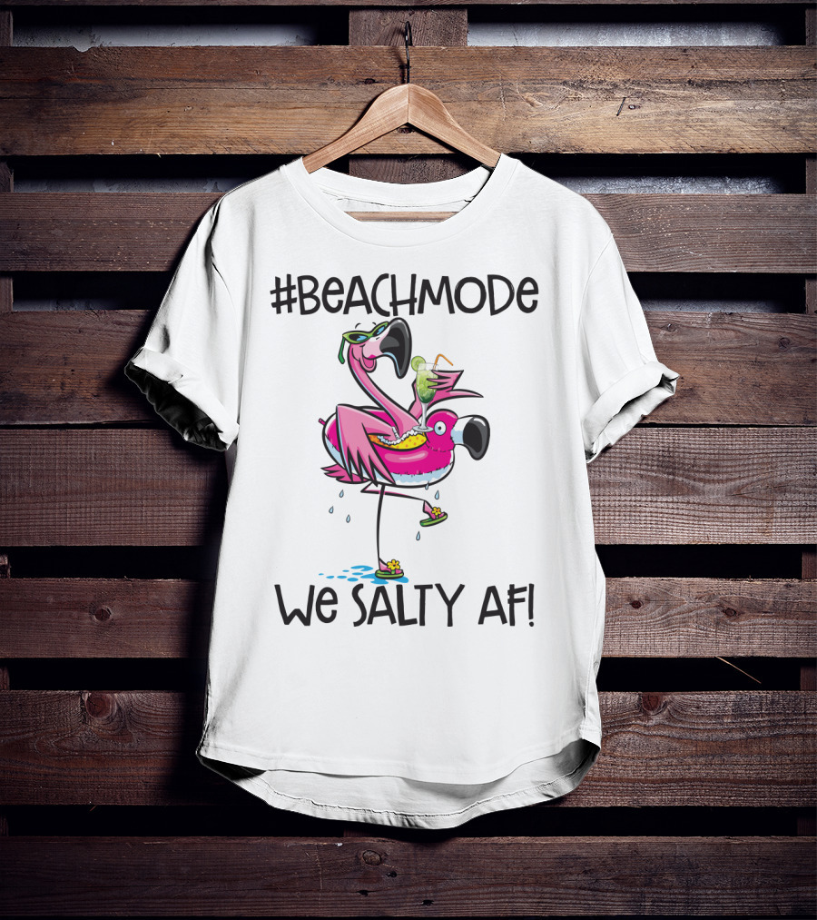 BeachMode We Salty AF Flamingo Summer Vacation T-Shirt
