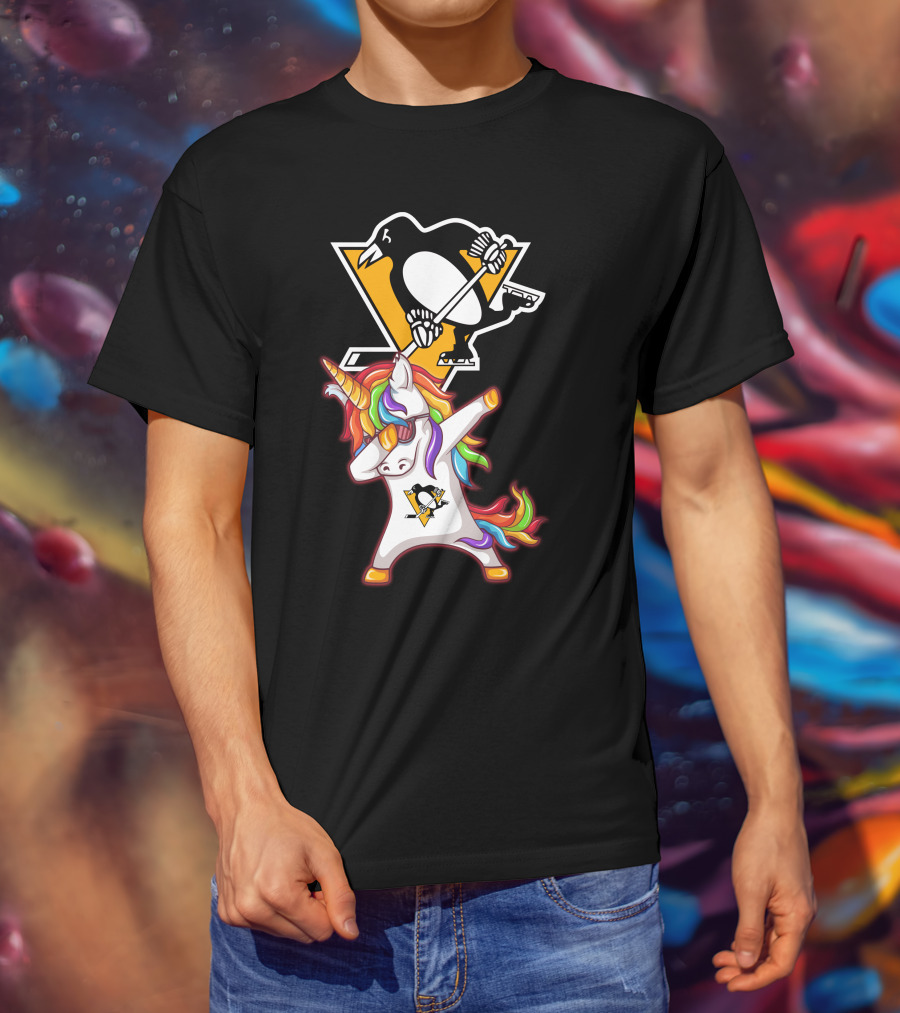 Unicorn Dabbing Penguins Pittsburgh Hockey T-Shirt