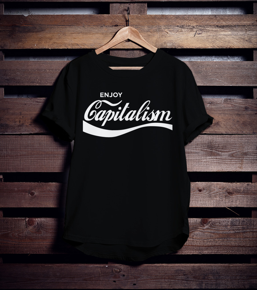Enjoy Capitalism Coca-Cola Style Font T-Shirt