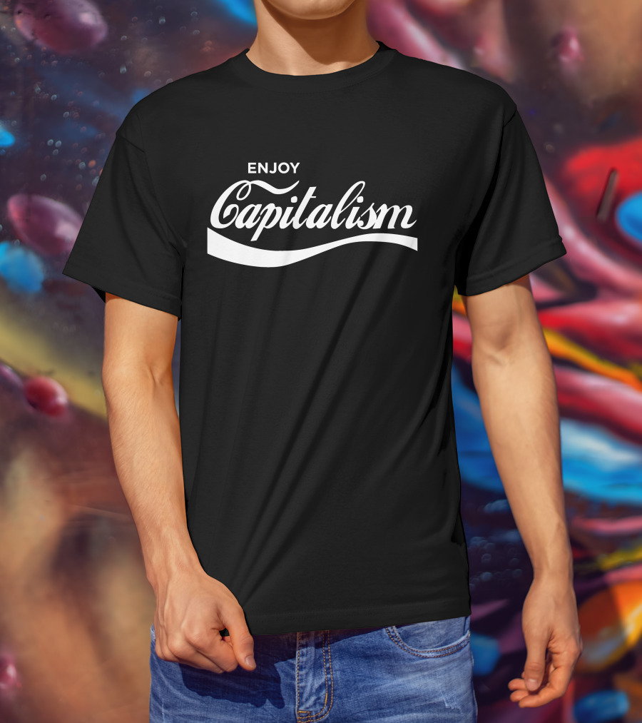 Enjoy Capitalism Coca-Cola Style Font T-Shirt