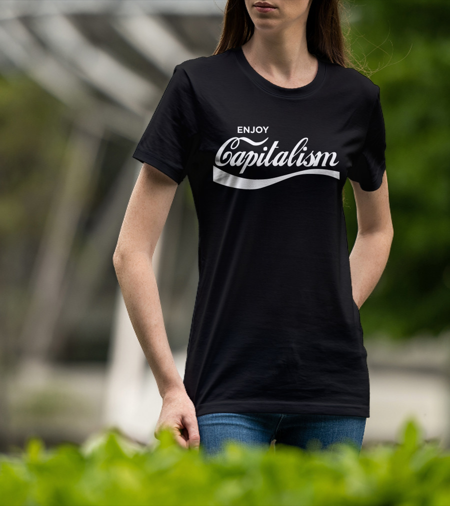 Enjoy Capitalism Coca-Cola Style Font T-Shirt