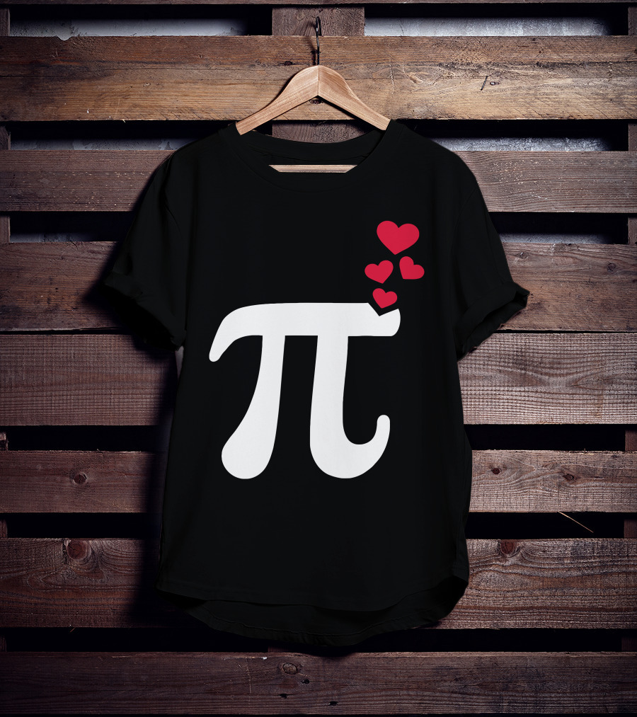 Pi Symbol With Red Hearts T-Shirt