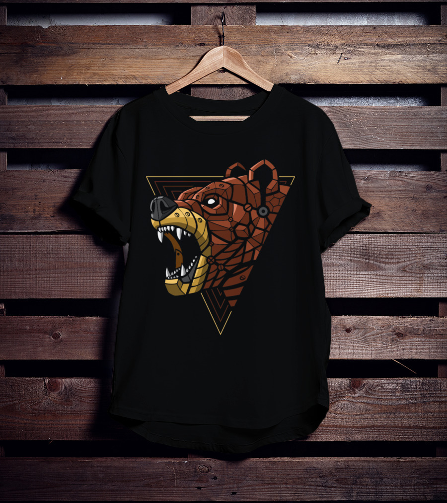 Cybernetic Geometric Roaring Bear Punk T-Shirt