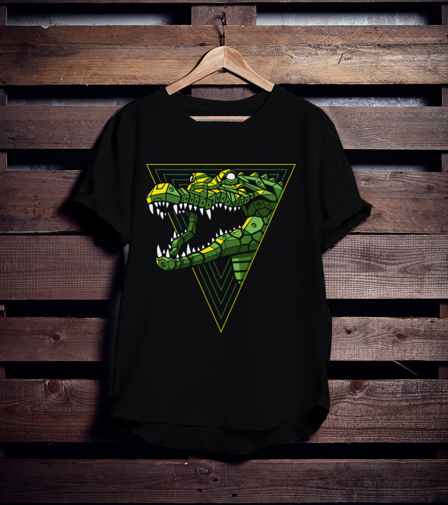 Cybernetic Reptile In Geometric Triangle T-Shirt