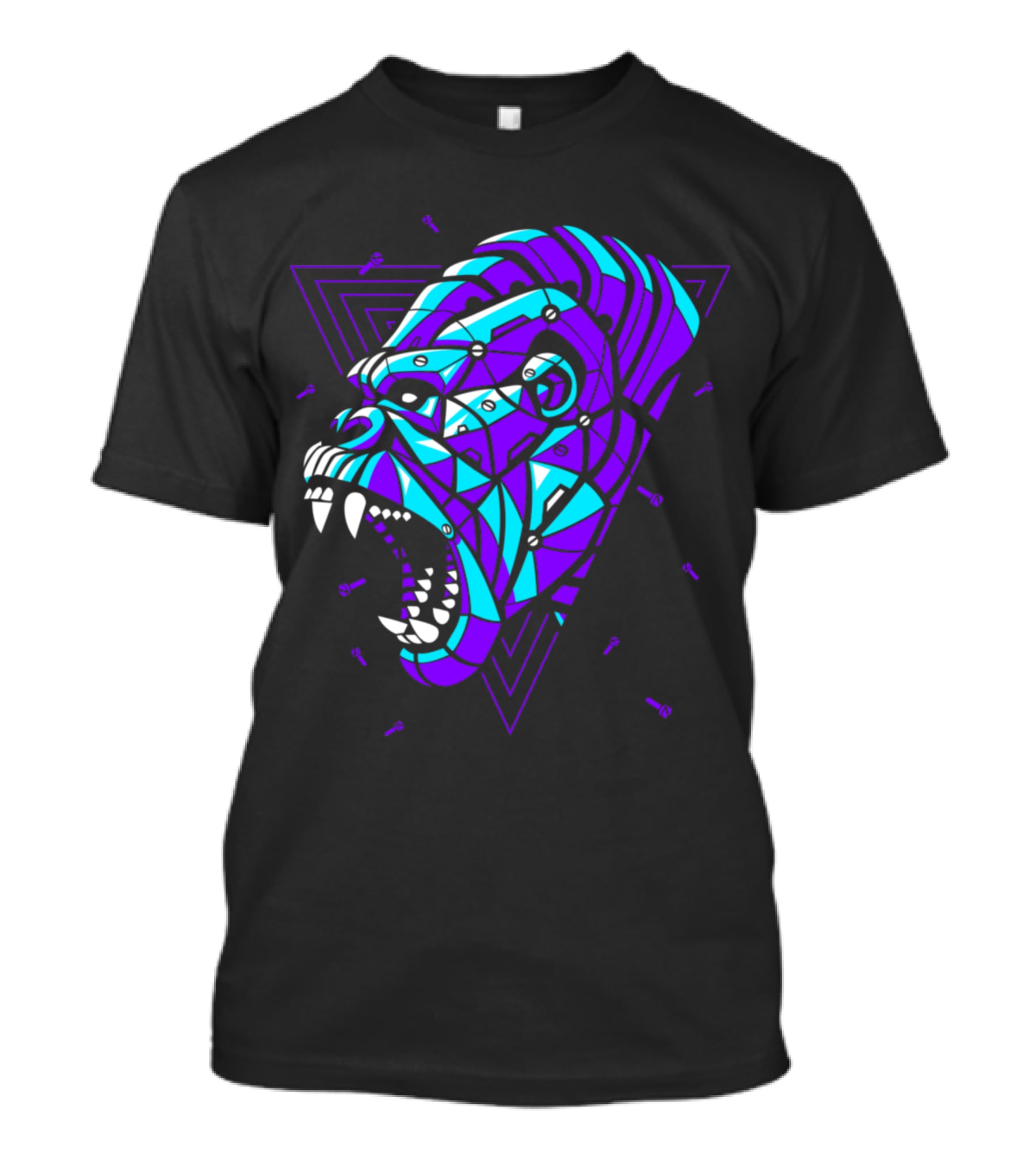 Cyber Punk Gorilla Geometric Triangles T-Shirt