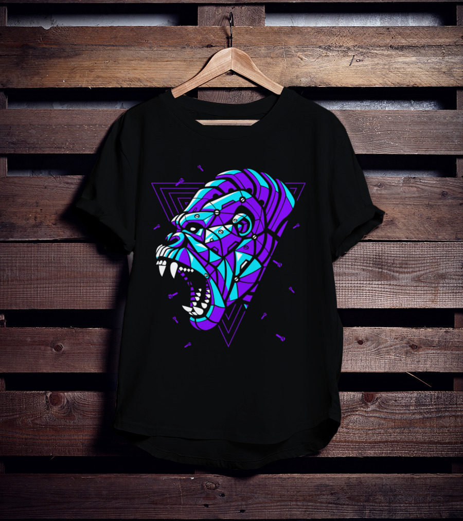 Cyber Punk Gorilla Geometric Triangles T-Shirt