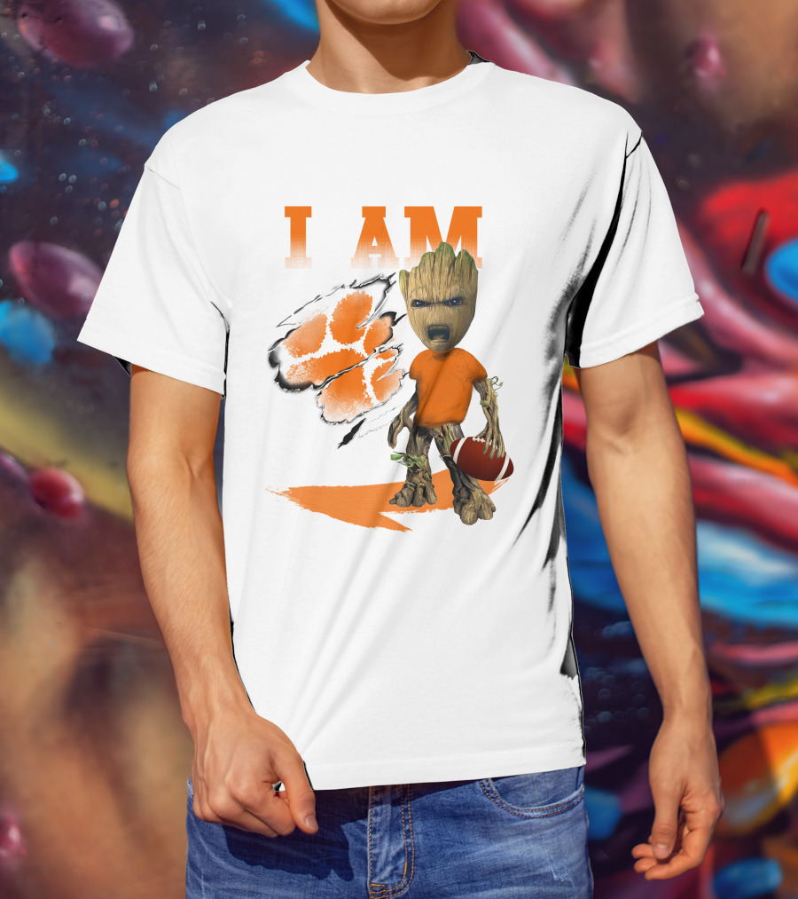 I AM Clemson Tiger Groot Football T-Shirt
