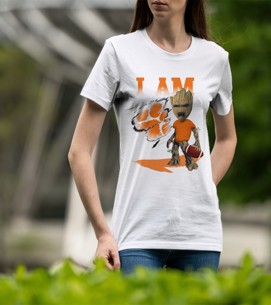I AM Clemson Tiger Groot Football T-Shirt