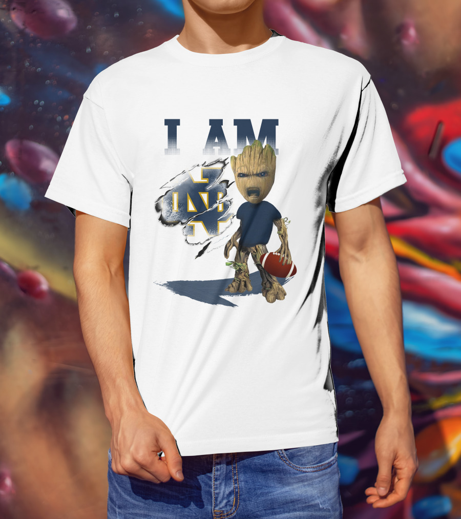 I AM Notre Dame Fighting Irish Groot Football T-Shirt