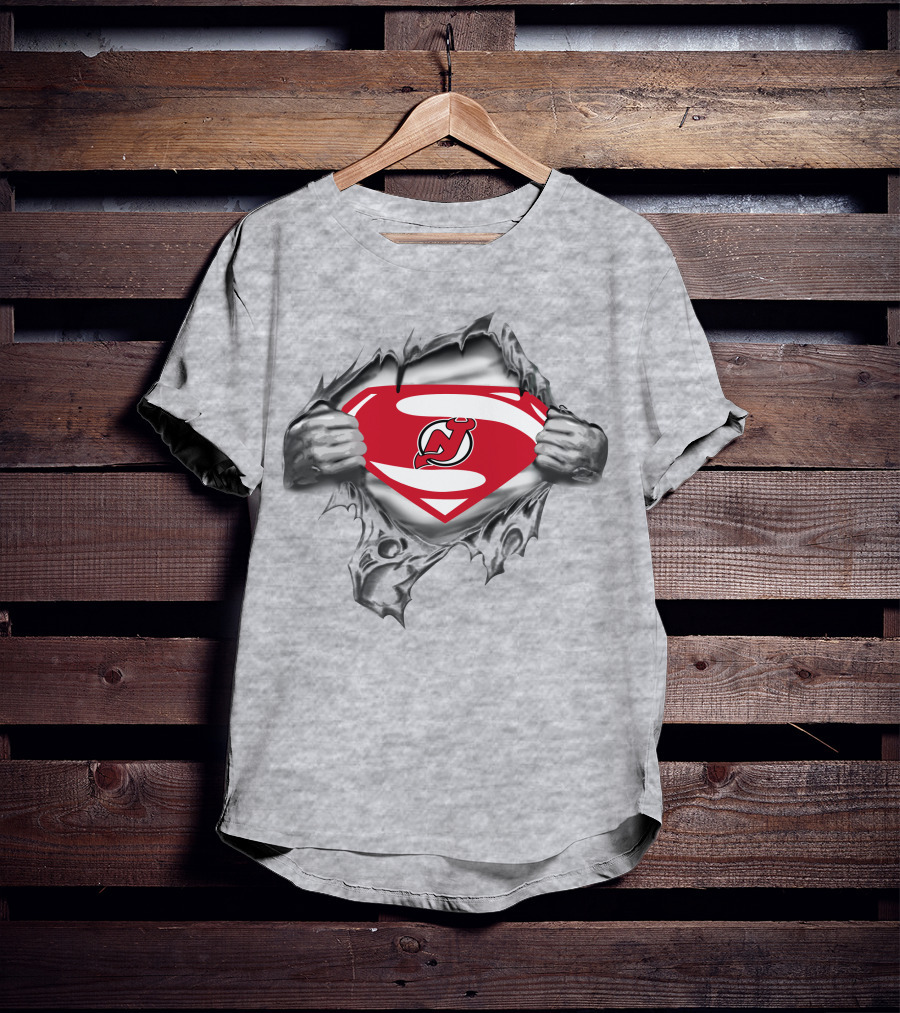 New Jersey Devils Superman Iconic Logo Fusion T-Shirt