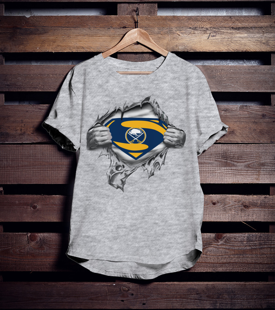 Buffalo Sabres Superman Logo Ripped Chest T-Shirt