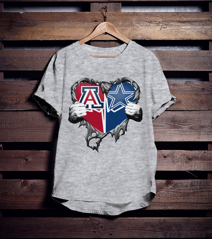 Cowboys And Arizona Wildcats Heart T-Shirt