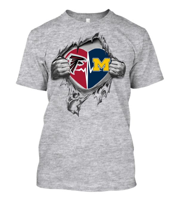 Michigan Wolverines Atlanta Falcons Heartbeat Split T-Shirt